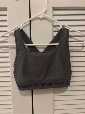 Under Armour Charcoal Gray Medium Support Sports Bra with Branded Band